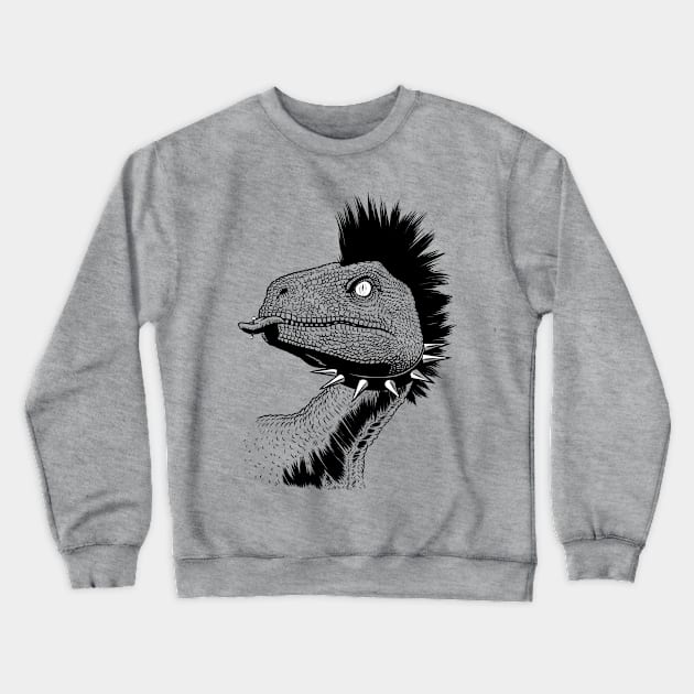 Crested punk velociraptor Crewneck Sweatshirt by albertocubatas
